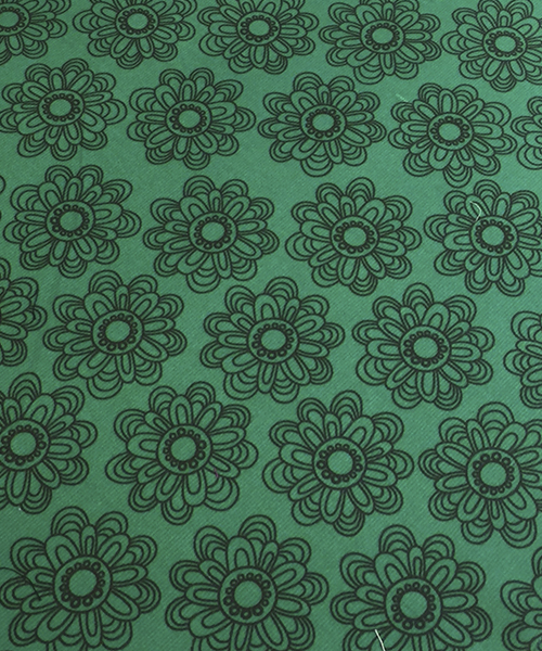 Green with Brown Flowers Corduroy