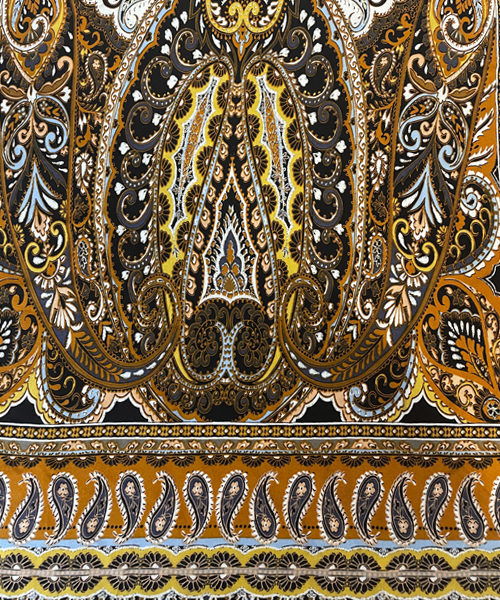 Burnt Orange/Black/White/Gold Large Paisley