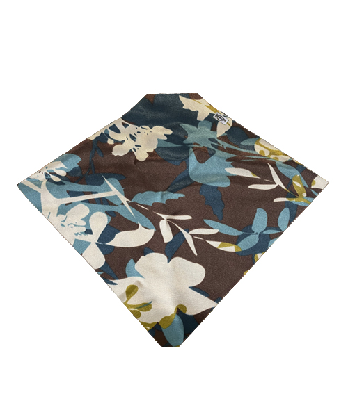 Brown Satin with Blue/White Flowers