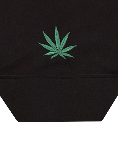 Black w/Green Cannabis Embroidered